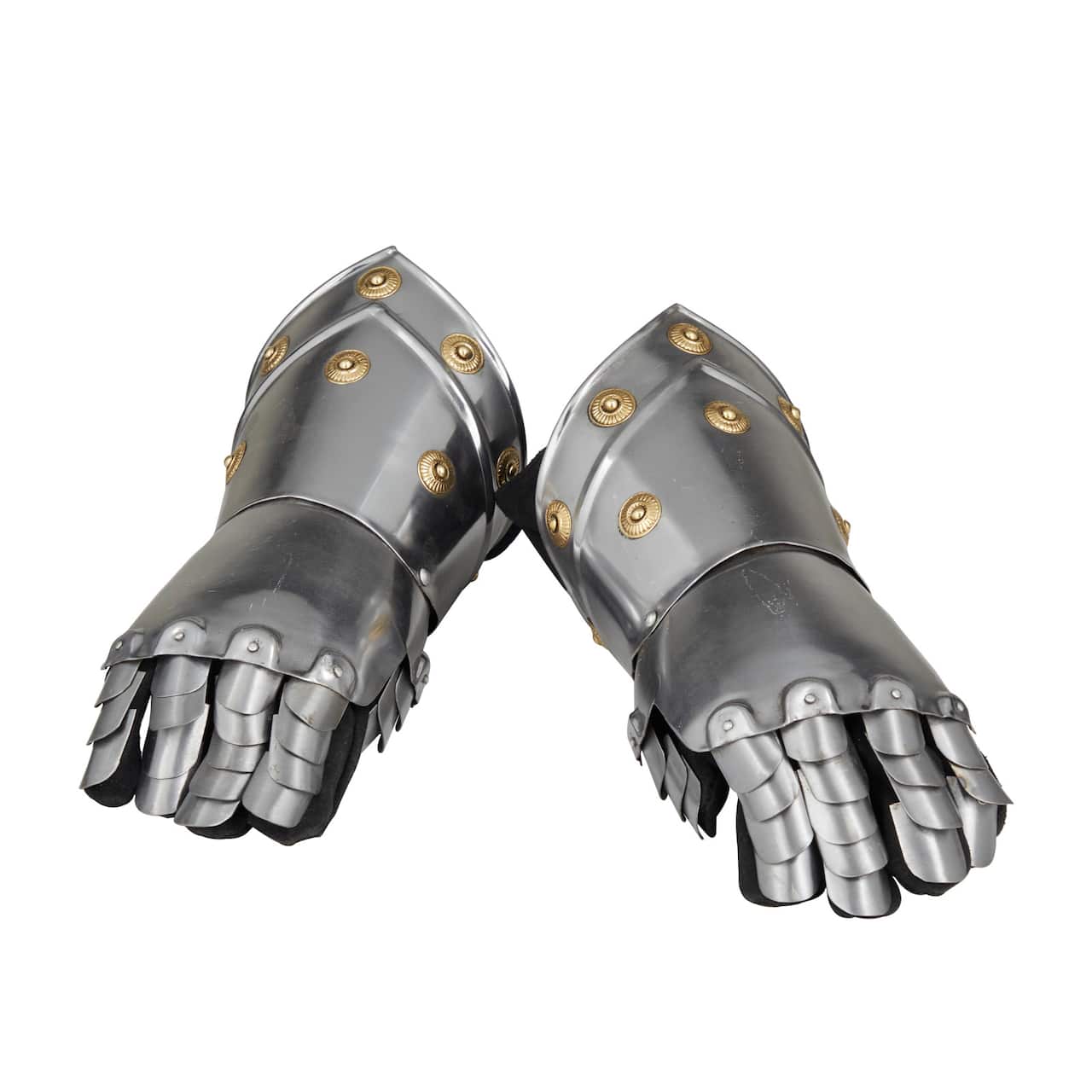 Set of 2" Silver Iron Vintage Armor Gloves, 7" x 14" x 6"